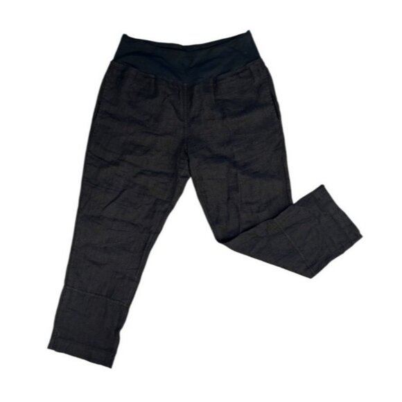 Luna Luz Women's Large Black Linen Blend Wide-Leg Pants With Elastic Waistband - Picture 1 of 13